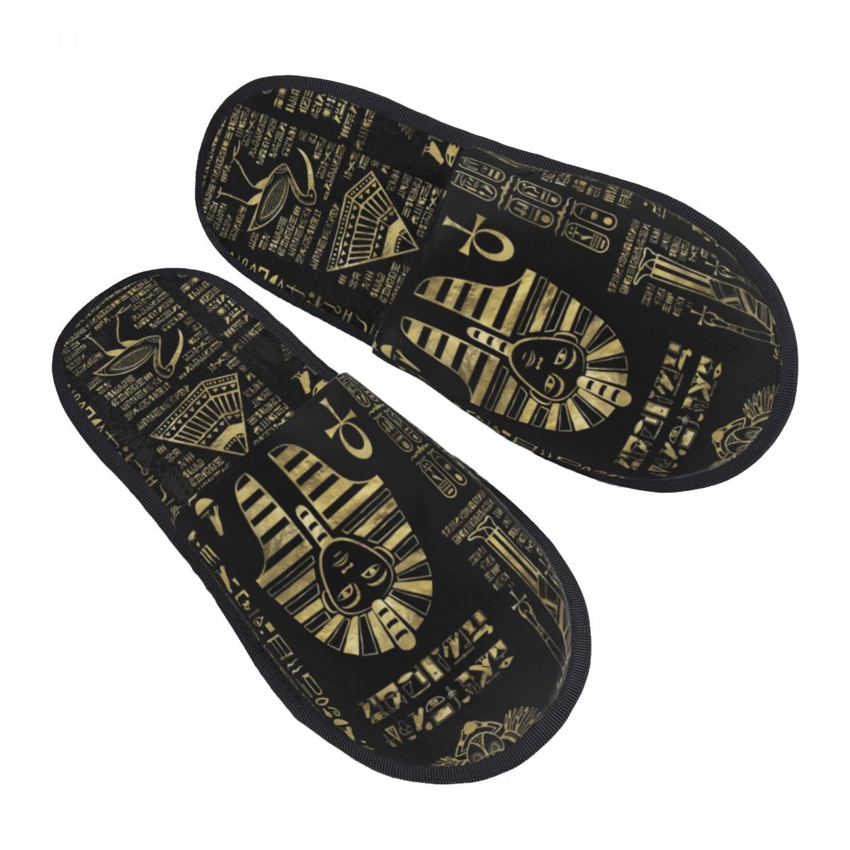 Women Shoes Egypt - カスタムプリントエジプト象形文字と神々の家のスリッパ居心地の良い古代エジプトのメモリーフォームふわふわスリッパ屋内屋外靴