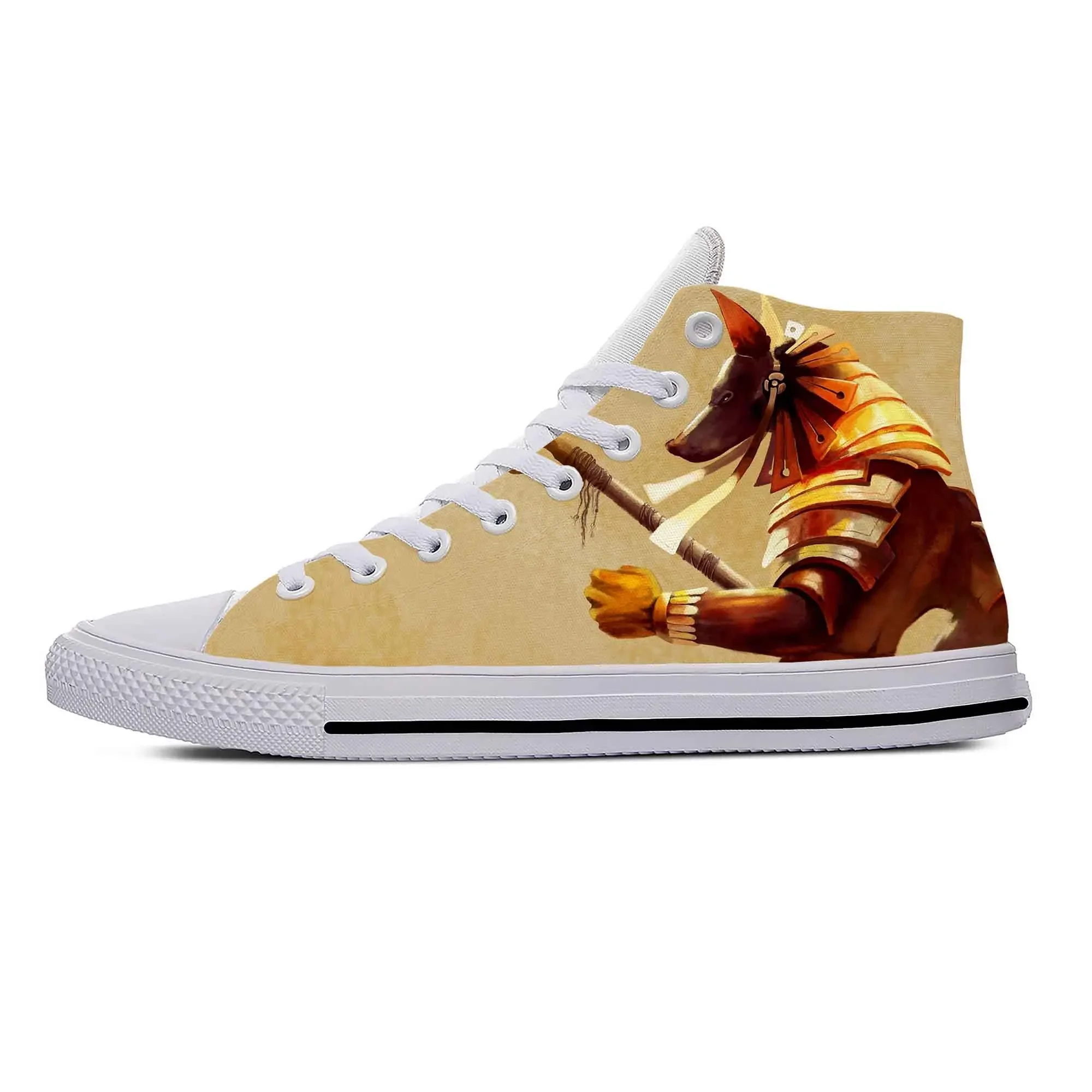 Women Shoes Egypt - アヌビス古代エジプトエジプト神ファッションカジュアル布靴ハイトップ通気性男性女性スニーカー軽量ホットボードシューズ