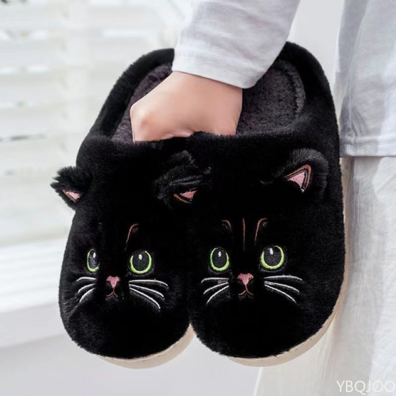 Women'S Shoes To Men'S - 新しい秋冬綿スリッパ男性と女性のカップル漫画子猫屋内ぬいぐるみ平底ホーム暖かさ女性の綿モップ