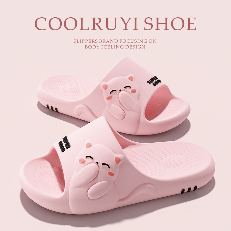 Mule Slip On - カップル漫画猫ソフトソールサイドスリッパ夏2026プラスサイズ36-45快適ホームEVAスリッパ女性用スリップオン耐摩耗性シューズ