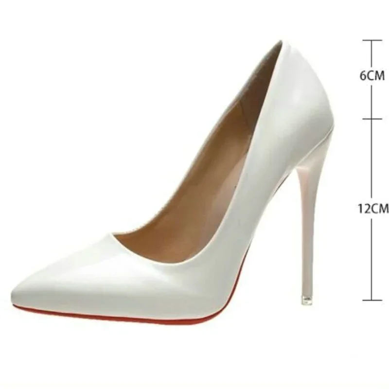Women'S Shoes Red Bottoms - 女性のためのセクシーな先のとがったつま先のハイヒール、赤、ゴム底、パンプス、ウェディングドレスシューズ、ヌードブラックカラー、12cm