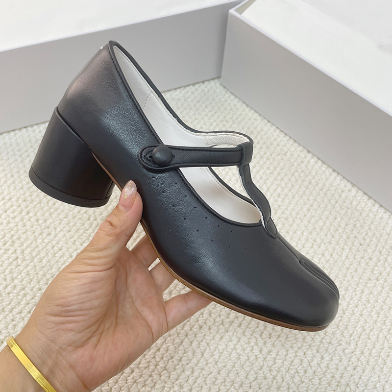 Women Shoes Japanese Brand - 黒の快適なフラットバレエシューズ 本革 メリージェーン レディースシューズ ティビ スプリットトゥ