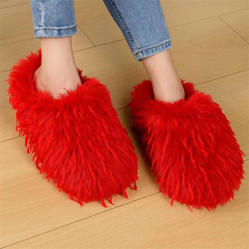 Women Shoes Mules - 冬用レディーススリッパ ふわふわフェイクファースリッパ アウトドア用 暖かく柔らかく快適なホームシューズ ミュール クロッグ