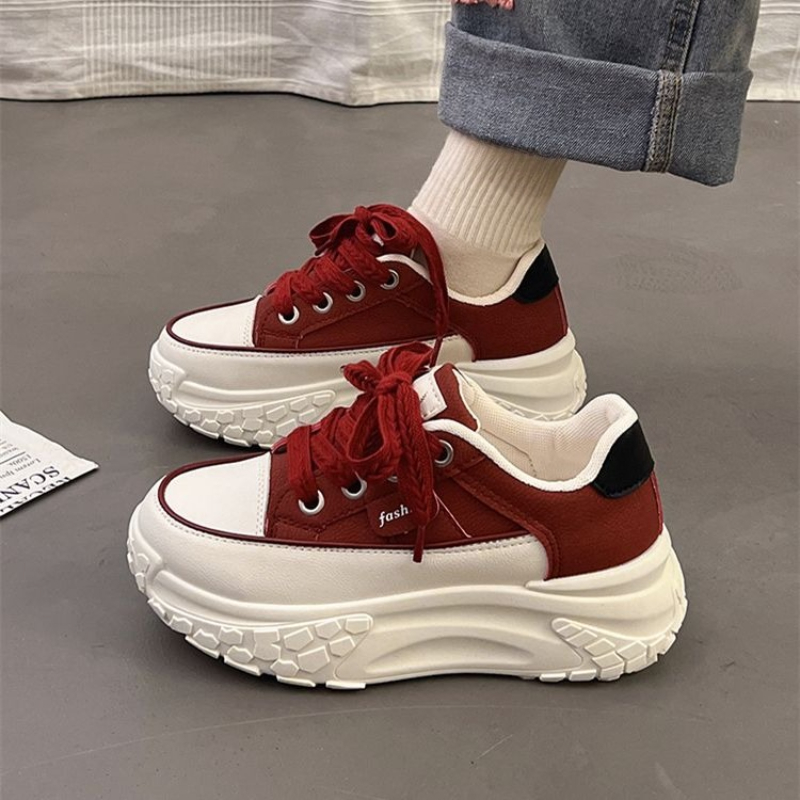 Platform Sneakers Chunky - 春のチャンキーホワイトスニーカー、厚底プラットフォームシューズ、5cmヒールブースト、ユニセックスカジュアルスニーカー、ジムやアウトドアに最適 ​