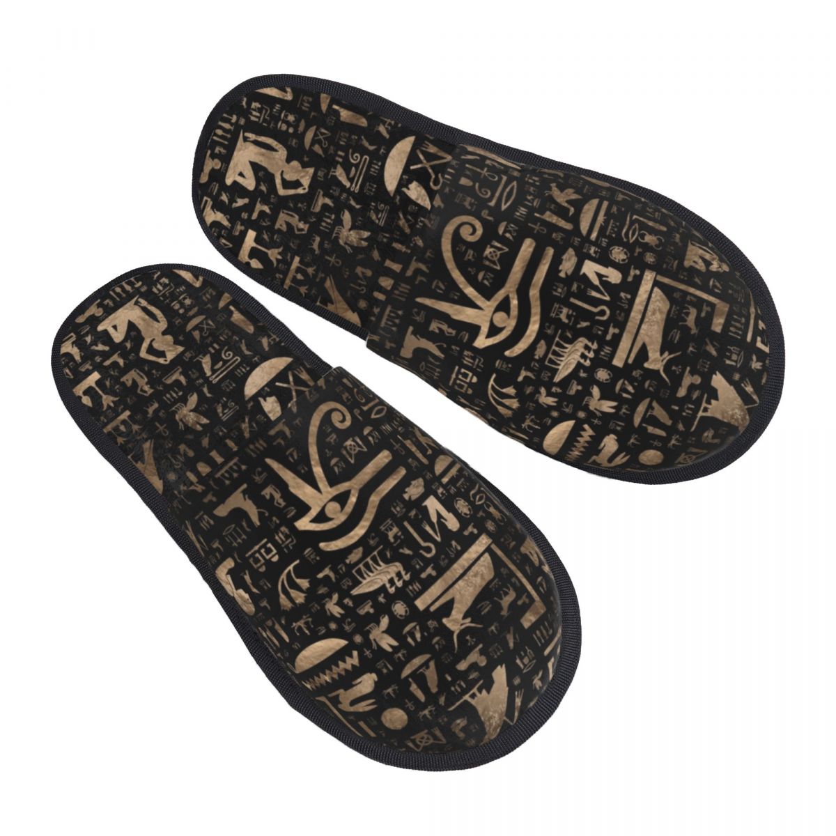 Women Shoes Egypt - カスタム女性古代エジプト象形文字ハウススリッパソフト暖かいエジプトシンボル低反発ふわふわスリッパ屋内屋外靴