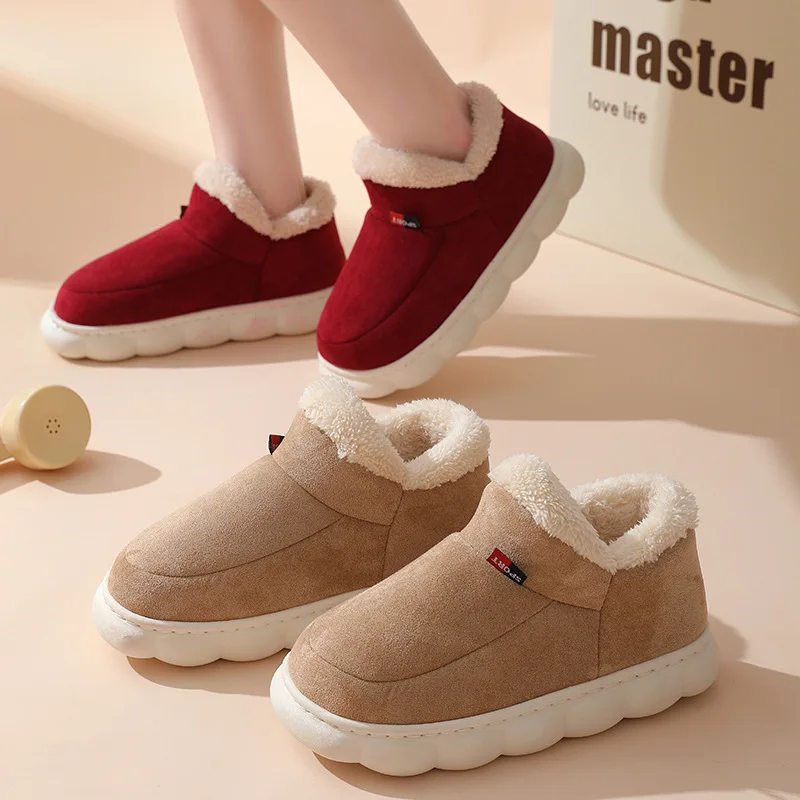 Women'S Shoes To Men'S - 2025年冬用メンズカジュアルハウスシューズ、レディースアウトドア用暖かいコットンシューズ、女性用室内用プラッシュパッド入りスリッパ