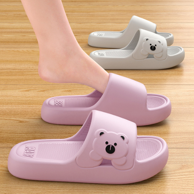 Mule Slip On - スリッパ浴室漫画クマ屋内スリッパ女性のための軽量ソフト EVA スライド女性快適ホーム夏の浴室ノンスリップ