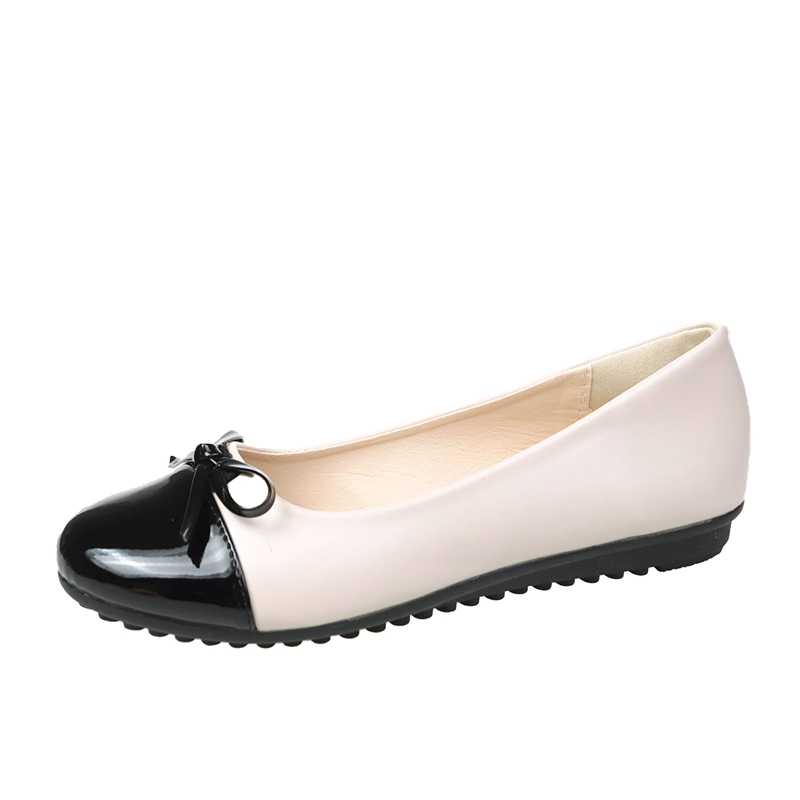 Women'S Shoes Non Slip - 2026 新ファッションバレリーナシューズ女性のフラットコンフォートノンスリップローファーレザーフラットエレガントなちょう結び女性のシングルシューズ 35-43