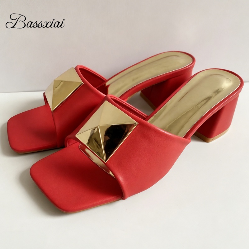 Women Shoes Mules - コンサイススタイル スリングバック アウターウェア ミュール サマー メッドヒール