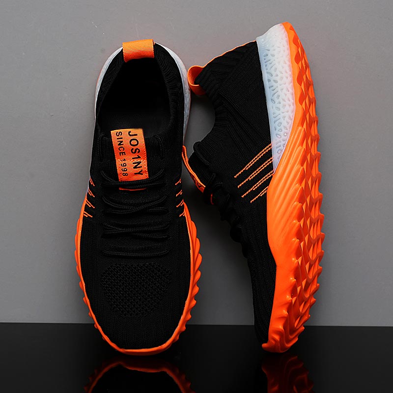 Women Shoes Japanese Brand - 男性と女性のための通気性のあるメッシュスニーカー,スポーツ,ランニング,ジム,ラージサイズ,黒とオレンジ,D-436