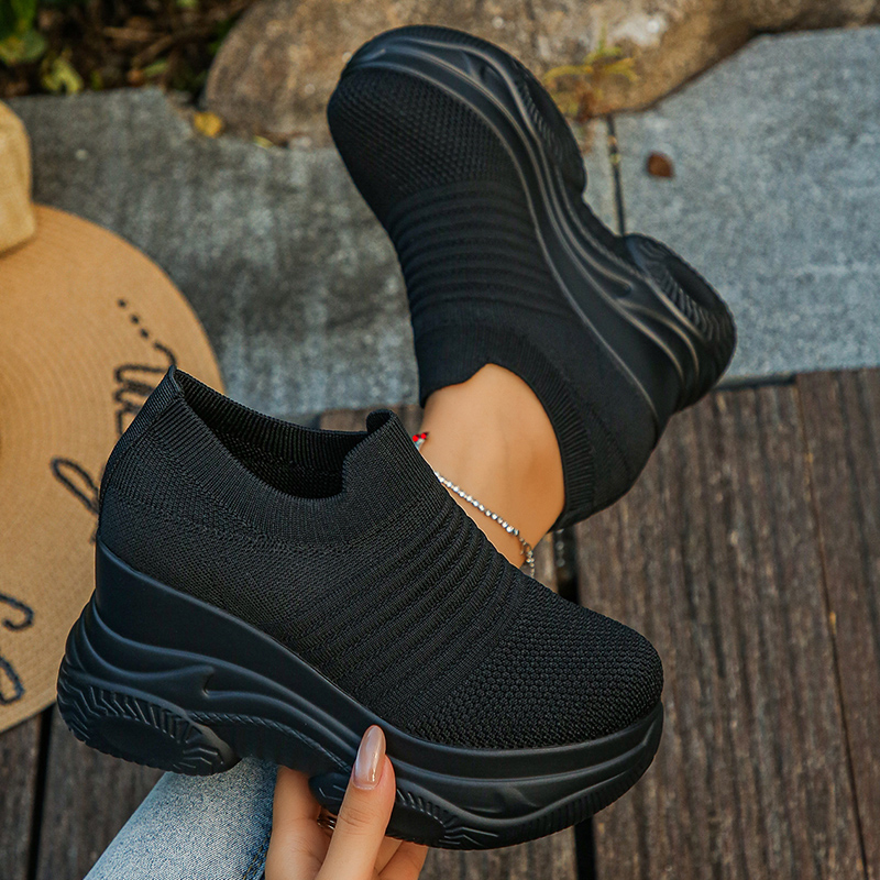 レディースニットホワイトチャンキースニーカー2026春通気性 - Platform Sneakers Chunky のレビューと価格