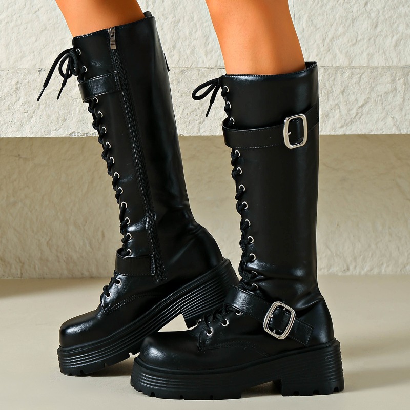 プラットフォームチャンキーソールレディースニーハイブーツ、レ - Platform Sneakers Chunky のレビューと価格