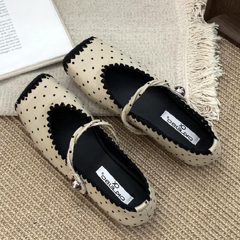 レトロなスプライシングデザインの女性用コンフォートフラットシ - Women Shoes Japanese Brand のレビューと価格