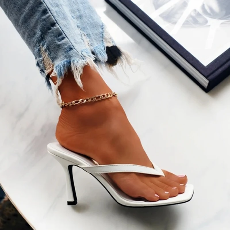 女性のためのエレガントなハイヒールサンダル,黒と白のスリッパ - Women Shoes Mules のレビューと価格
