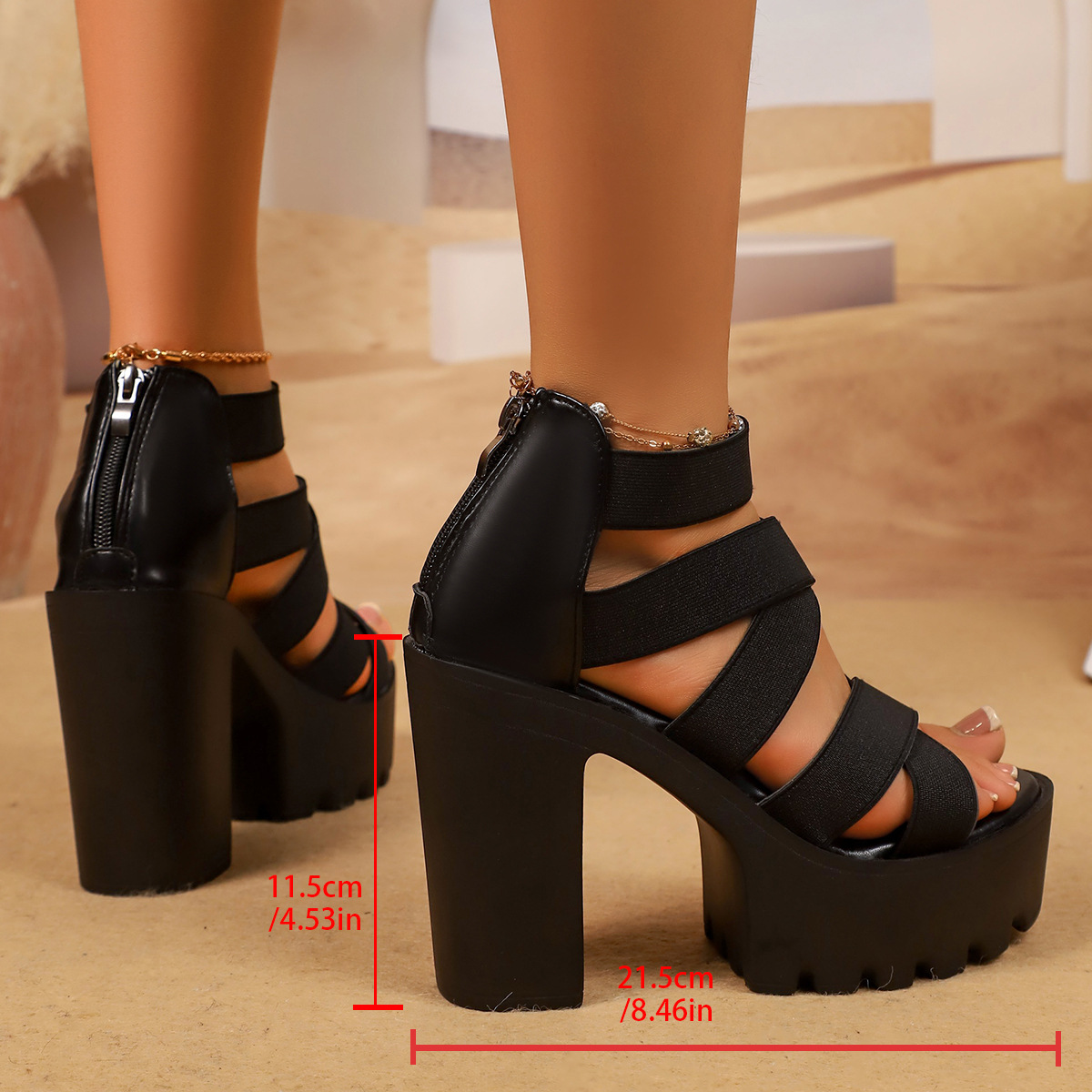 パンクスタイルチャンキーハイヒールプラットフォームサンダル女 - Platform Sneakers Chunky のレビューと価格
