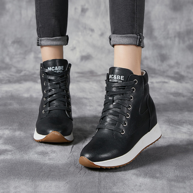 7 センチメートル本革女性アンクルブーツプラットフォームウェ - Platform Sneakers Chunky のレビューと価格