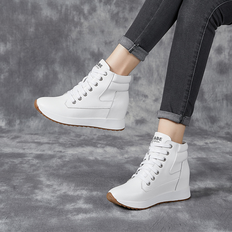 7 センチメートル本革女性アンクルブーツプラットフォームウェ - Platform Sneakers Chunky のレビューと価格