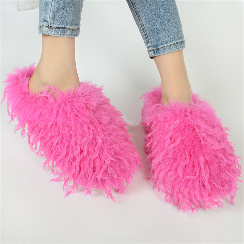 冬用レディーススリッパ ふわふわフェイクファースリッパ アウ - Women Shoes Mules のレビューと価格