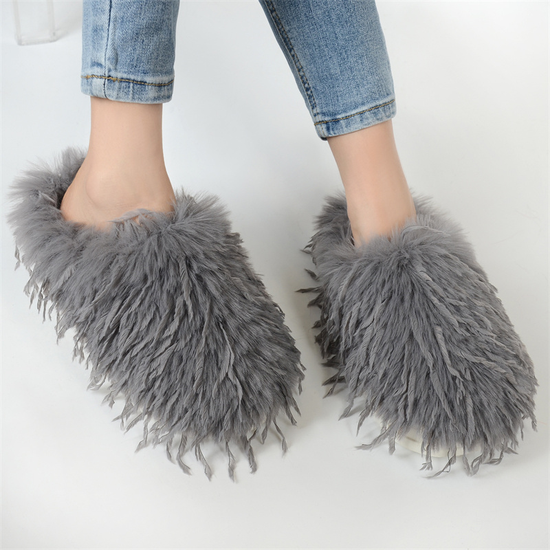 冬用レディーススリッパ ふわふわフェイクファースリッパ アウ - Women Shoes Mules のレビューと価格