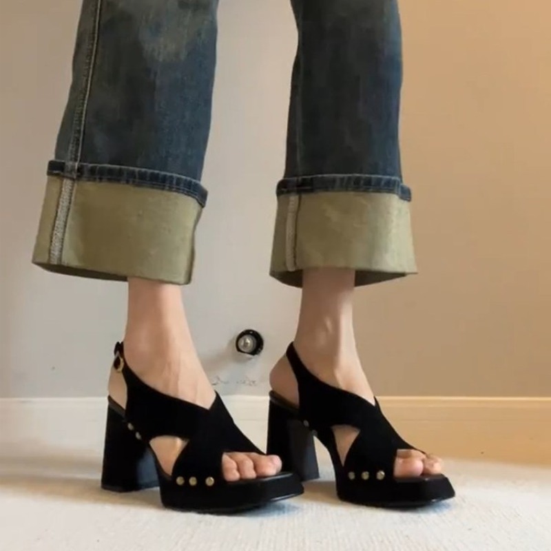2026年新作ニッチチャンキーハイヒールオープントゥサンダル - Platform Sneakers Chunky のレビューと価格