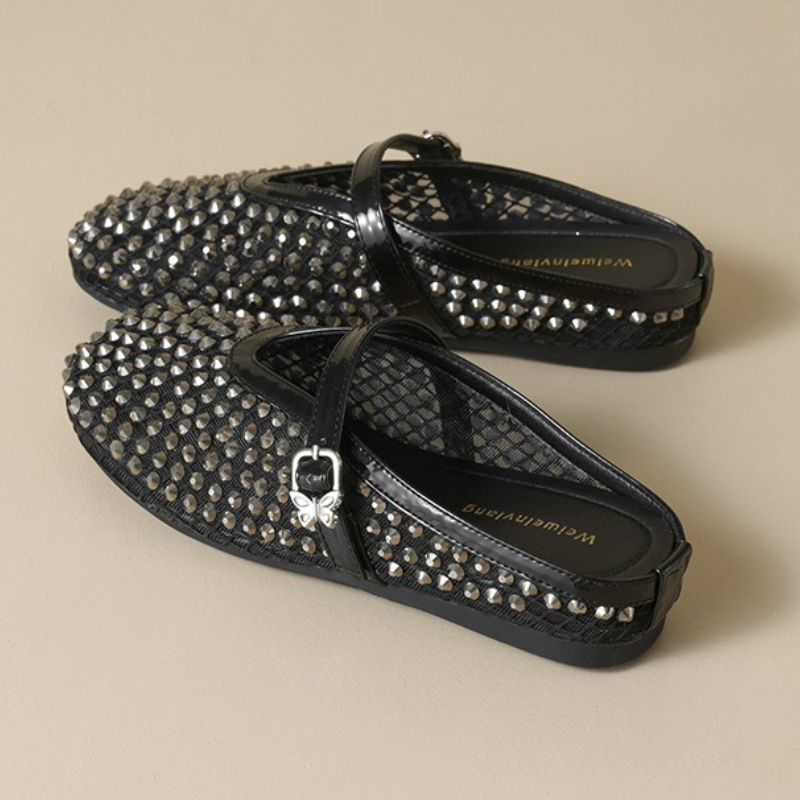 メッシュラインストーンブランドスリッパ女性の夏の新カジュアル - Mule Slip On のレビューと価格