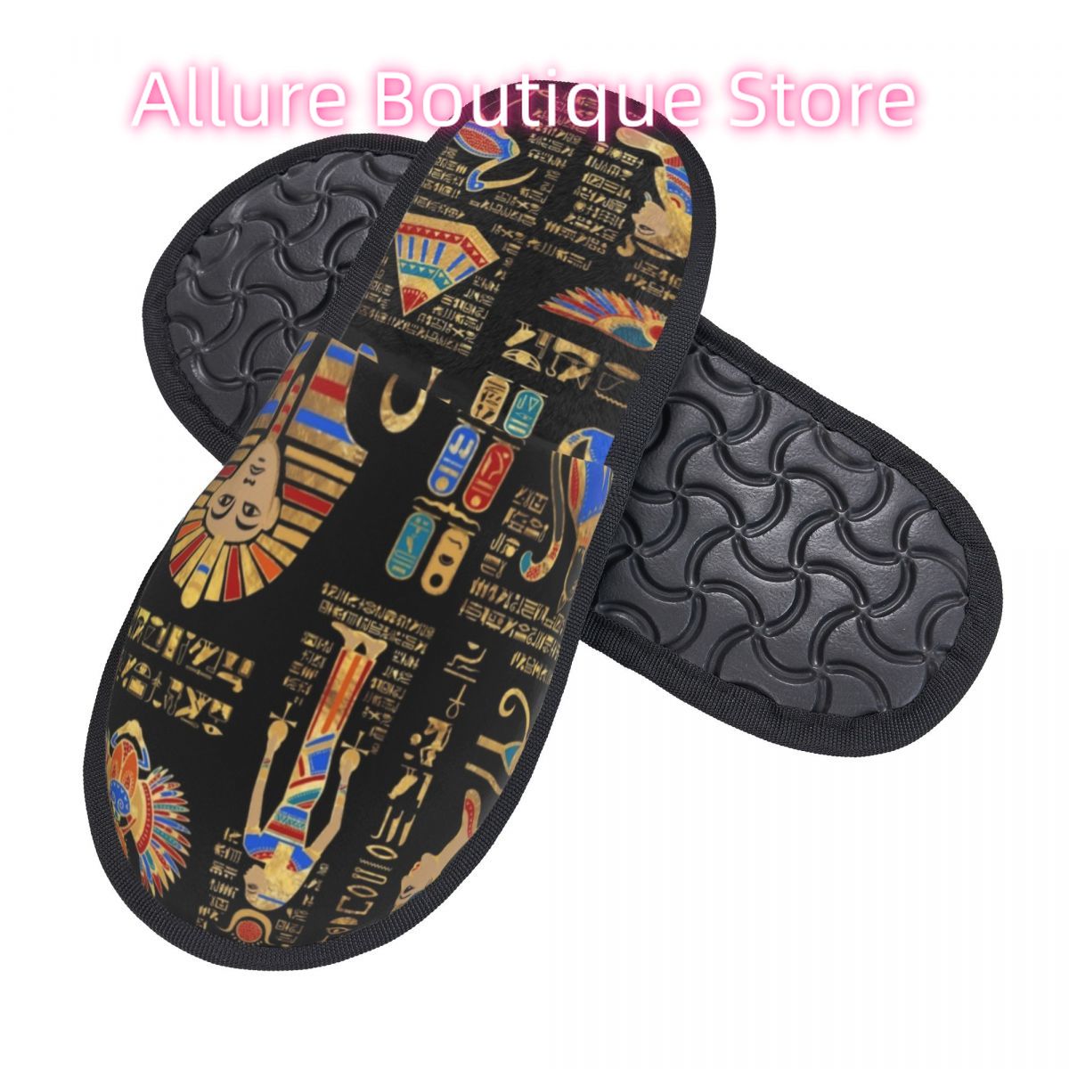 エジプト象形文字と神々の神殿スリッパ、女性用ソフトメモリーフ - Women Shoes Egypt のレビューと価格