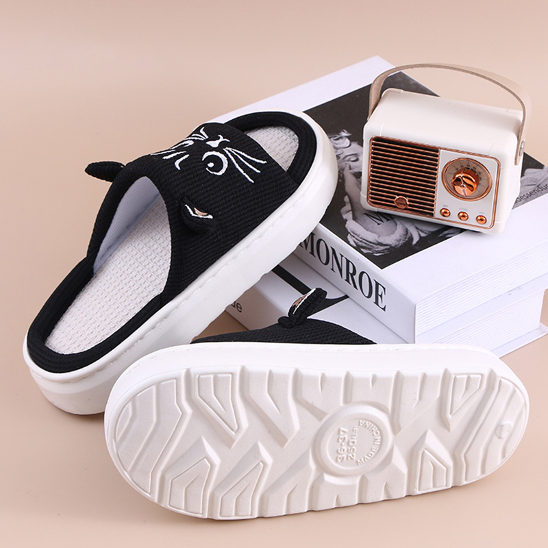 プラットフォームスリッパ女性ホームフラット春夏猫漫画デザイナ - Mule Slip On のレビューと価格