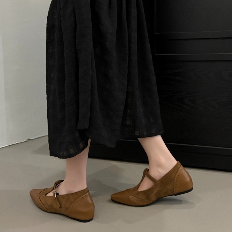 ワンバックルストラップローヒールシングルシューズ秋新作ポイン - Women'S Shoes Non Slip のレビューと価格