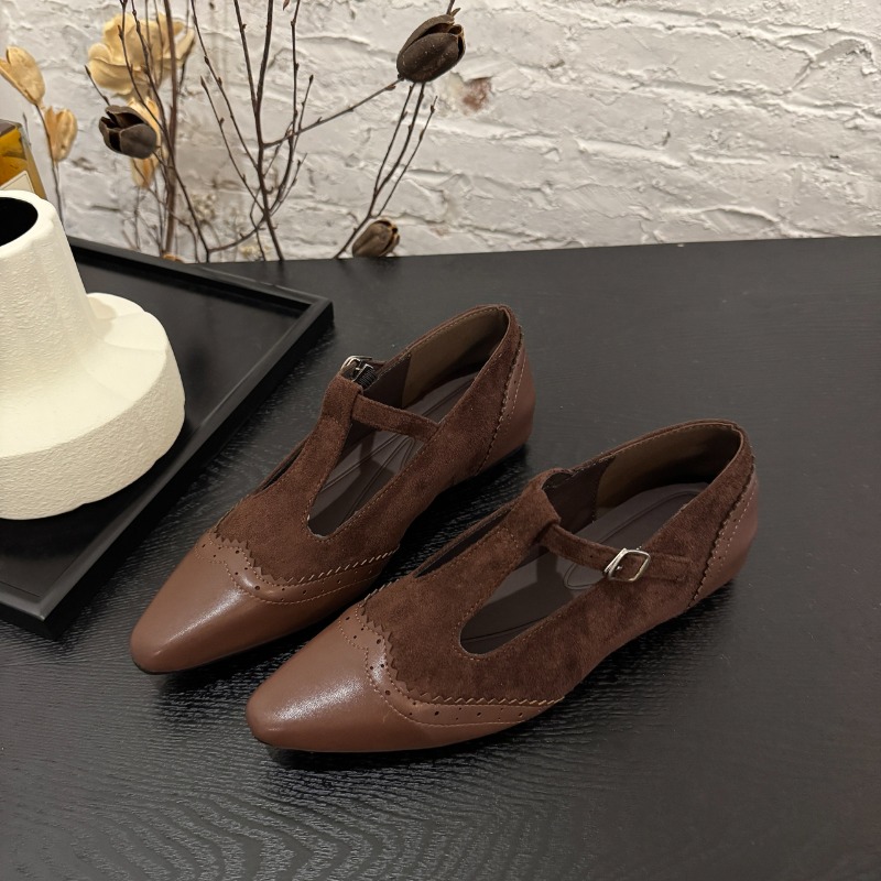 ワンバックルストラップローヒールシングルシューズ秋新作ポイン - Women'S Shoes Non Slip のレビューと価格