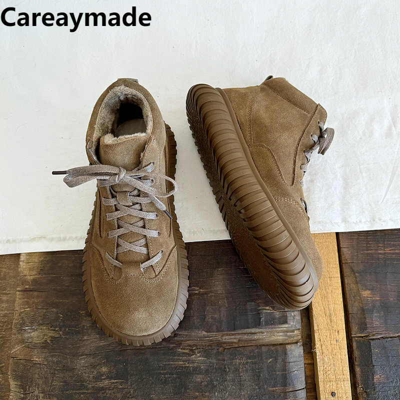 Careaymade-女性用のワイドヘッド本革ブーツ,厚いソ - Women'S Shoes Extra Wide のレビューと価格