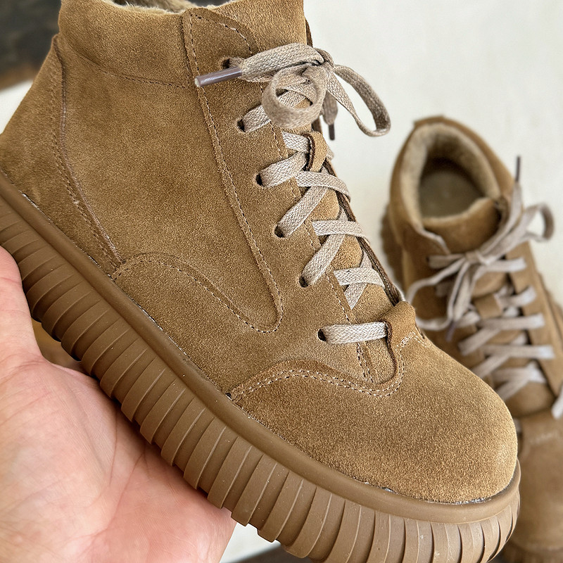 Careaymade-女性用のワイドヘッド本革ブーツ,厚いソ - Women'S Shoes Extra Wide のレビューと価格