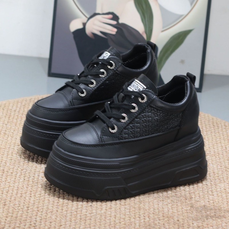 2026年新作 10cm 本革 快適 通気性のある隠しヒール - Platform Sneakers Chunky のレビューと価格