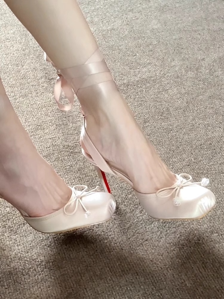 エレガントな赤底シルクのリボンバレエシューズ、豚鼻ハイヒール - Women'S Shoes Red Bottoms のレビューと価格