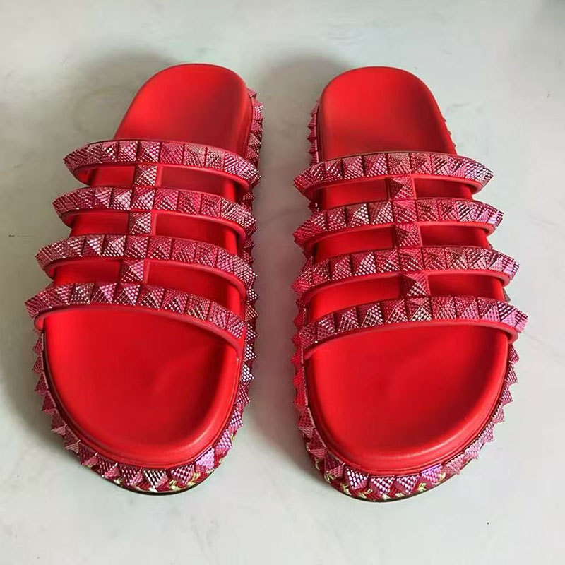 赤リベットスタッズグラディエーターサンダル女性オープントゥ厚 - Women'S Shoes Red Bottoms のレビューと価格