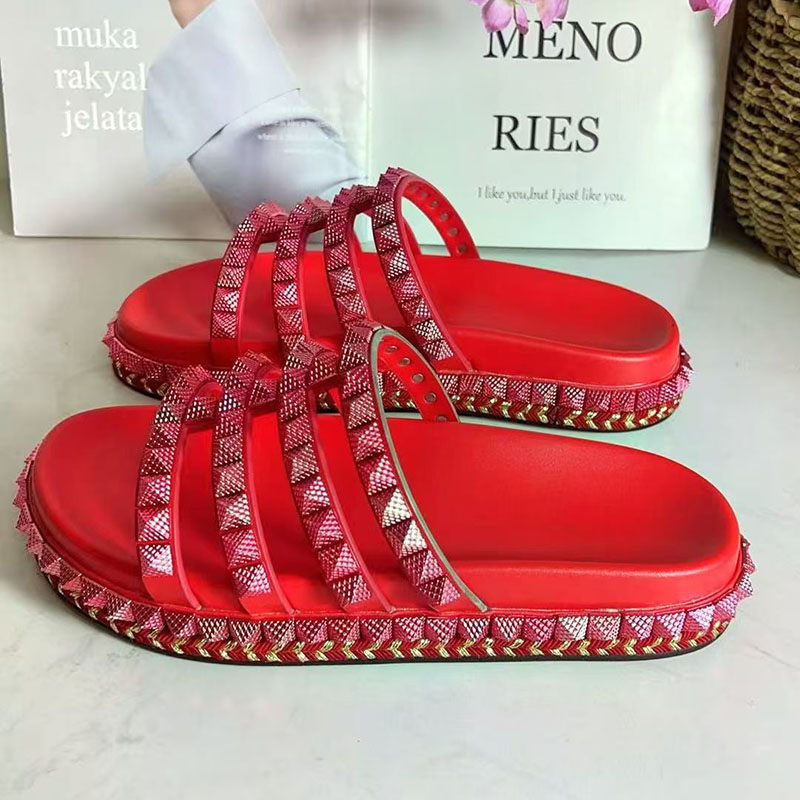 赤リベットスタッズグラディエーターサンダル女性オープントゥ厚 - Women'S Shoes Red Bottoms のレビューと価格