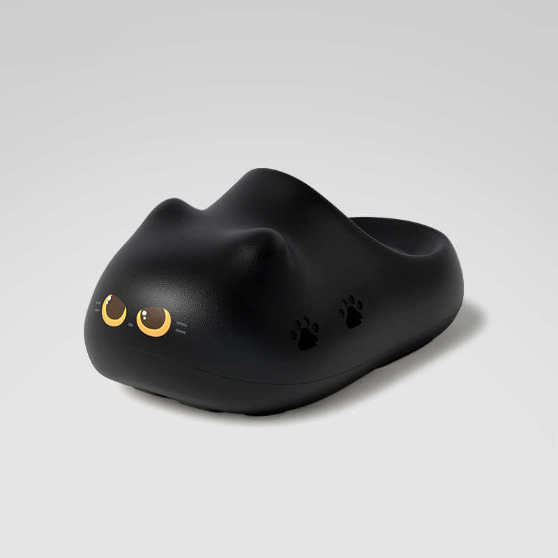 2026年新作 ブラックキャットスリッパ サイドに猫の足跡の - Mule Slip On のレビューと価格