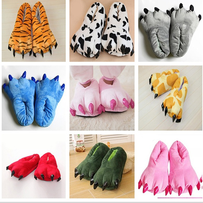 冬用暖かいソフト室内スリッパ、男女兼用、面白い動物の足型、ク - Women'S Shoes To Men'S のレビューと価格