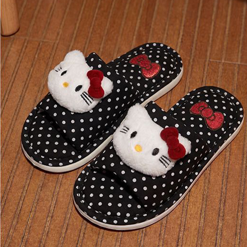 かわいい3Dハローキティ水玉模様室内スリッパ レディース 滑 - Women'S Shoes Non Slip のレビューと価格