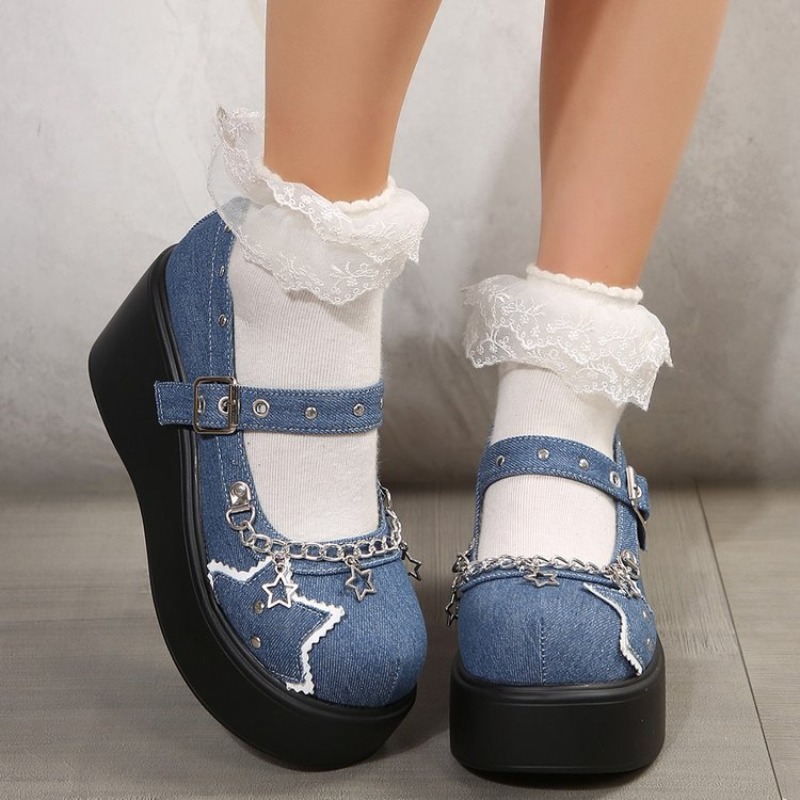 女性用メタルプラットフォームシューズ,ロリータゴシックデザイ - Women'S Shoes Back To School のレビューと価格