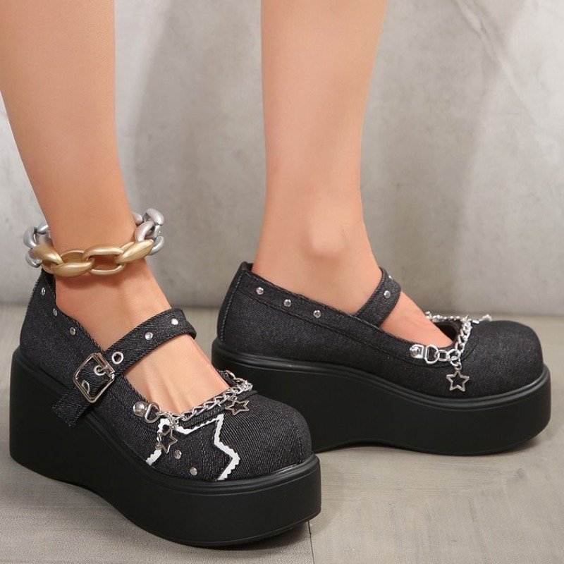 女性用メタルプラットフォームシューズ,ロリータゴシックデザイ - Women'S Shoes Back To School のレビューと価格