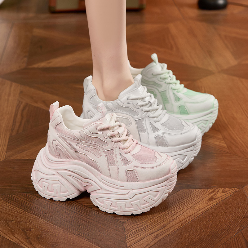 レディースファッション 厚底プラットフォームスニーカー 通気 - Platform Sneakers Chunky のレビューと価格