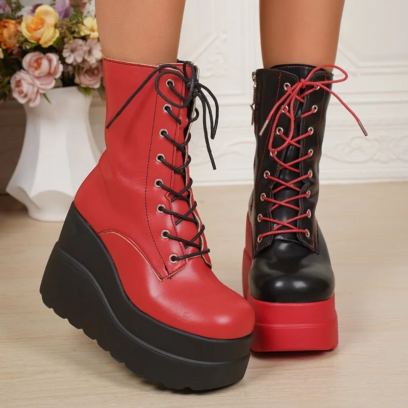 パンクゴシックバイクブーツプラットフォームチャンキーハイヒー - Women'S Shoes Red Bottoms のレビューと価格